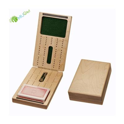 China YumuQ Wooden Travel Folding Cribbage Board Game Wooden Set, Cribbage Boards with Metal Cribbage Pegs for sale