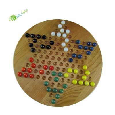 China YumuQ Wooden Maple Chinese Checkers Wooden Game Set, with Wooden Board and Glass Marbles for Kids and Adult for sale