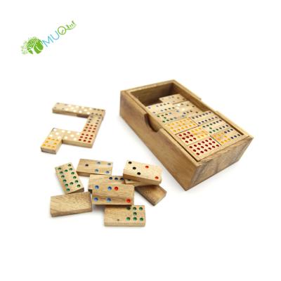 China YumuQ 56 PCS Natural Wooden Overturning Dominoes Game Set With Wooden Box For Kids, Children YQ121403 for sale