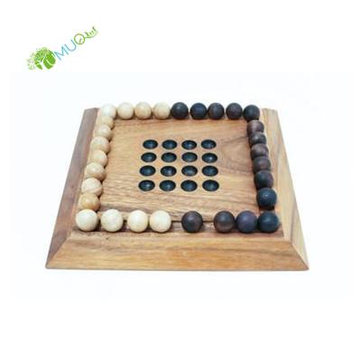 China YumuQ 2 Players Classic Wooden Solitaire Marble Board Game Set, The Last Ball Wooden Game for Kids and Adults for sale