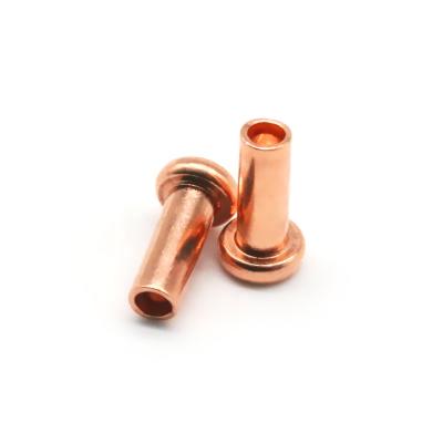 China Industry Hot Selling Copper Rivets Custom Size Flat Head Semi Tubular Red Copper Rivets for sale