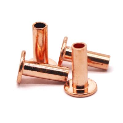 China Cheap factory price industry copper rivets red copper flat head semi-tubular rivets for sale