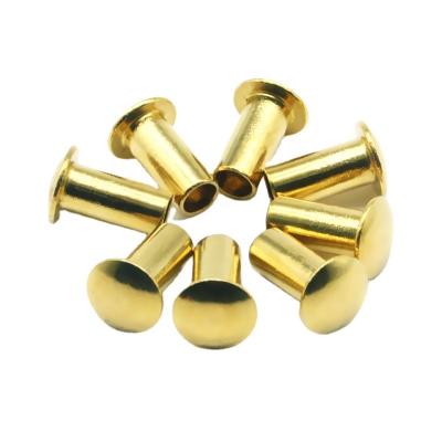 China Industry Supply Semi Tubular Round Head Rivets Brass Copper Rivets for sale