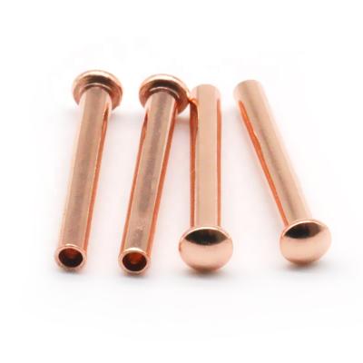 China Professional Custom Copper Rivets Industry Supplier Red Copper Round Head Semi Tubular Rivets for sale