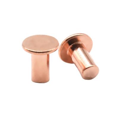 China Industry customized supply of custom high quality red copper flat head fasteners solid rivet rivets for sale