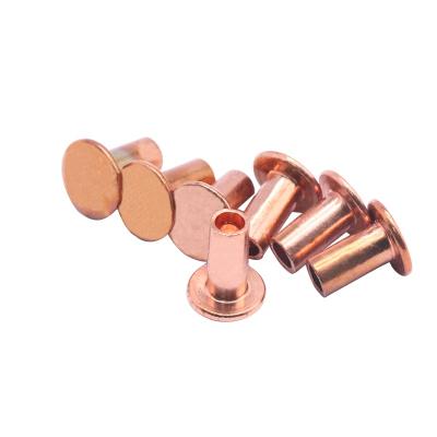 China Automotive Industry 100% Tested High Quality For Wholesales Remaches Custom Hollow Copper Rivet Head Flat Semi Tubular Rivets for sale