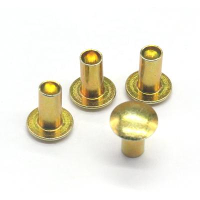 China Industry Supply Anodized Yellow Custom Colored Semi Tubular Rivets Round Head Iron Rivets for sale