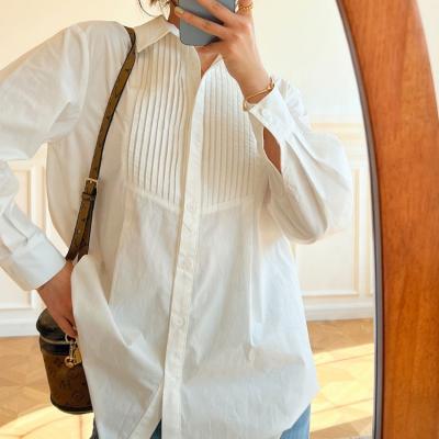 China OEM high quality summer anti-pilling swapping women long sleeve modern solid white office ladies shirt fashion buttons up women blouse for sale