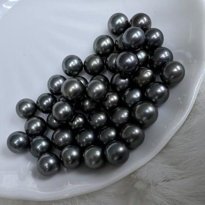 China Natural Peacock Black Peacock Round Farm AAA 10-11mm Tahitian Seawater Pearl Saltwater Loose Bead For Jewelry Making for sale