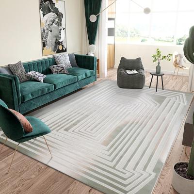 China Morocco Area Rugs And Blankets Living Room Green Stripes Rectangle Washable Modern Geometric Nordic 3D Living Room Carpet Blanket for sale