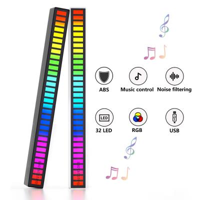 China Modern Colorful 32 LED Music Noise Control Pickup RGB Light Strip Rhythm Lamp Atmosphere Night Light For Bar Car Audio Game Decor for sale