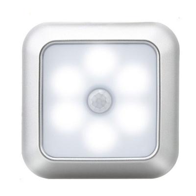 China 2020 Modern 6 LED Square Motion Sensor Battery Operated Night Lights PIR Induction Under Cabinet Light for Stairs Kitchen for sale