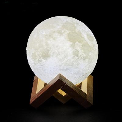 China Modern Rechargeable LED Night Light 3D Printing Moon Lamp Creative Touch Switch Moon Light For Bedroom Decoration Birthday Gift for sale