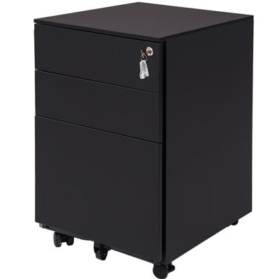 China Modern High Quality Steel Pedestal Drawer Furniture 3 Metal Office Mobile Filing Storage Cabinet With Wheels for sale