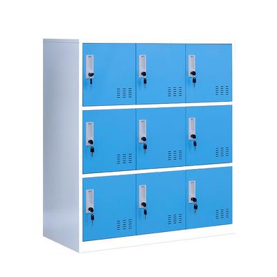 China New Color 9 Doors Metal Furniture Storage Cabinet Lockers Supermarket Storage School Steel Locker Gym Environment Friendly Small Office for sale