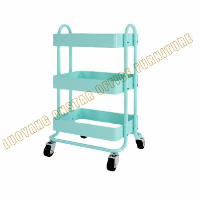 China Wholesale High Quality 3 Tier Storage Rack Metal Shelf Rolling Cart Living Room Kitchen Storage Steel Rolling Rack Easy Assembly for sale