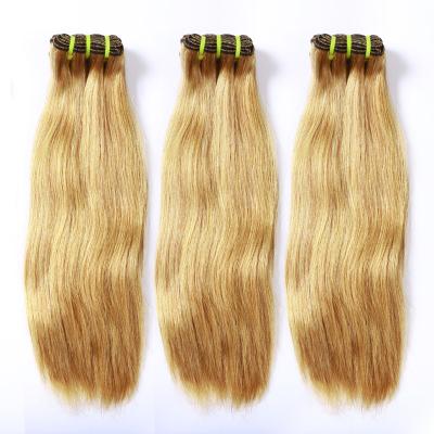 China Can Weft #27 Wholesale Blonde Virgin Double Butterfly Iron Straight Hair Clip In Hair 100% Hair Extension for sale