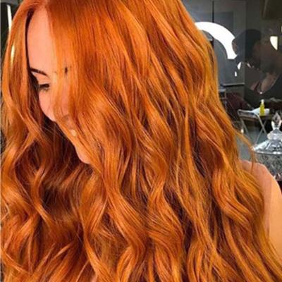 China Regular Wave Log Colored Wave Hairstyle Cartoon Cosplay Long Curly Hair Synthetic Hair Wigs Orange Regular High Temperature Wire for sale