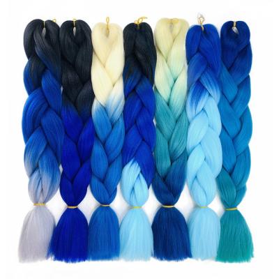 China Synthetic Braiding Hair African Jumbo Hair Braid Crochet Pre Stretched Heat Resistant Fiber Braided Ombre Synthetic Braiding Hair for sale