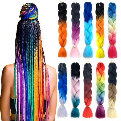 China Factory Price 46inch Ombre Synthetic Braiding Hair Colored Synthetic Wholesale African Crochet Braid Hair Braiding Hair Extension for sale