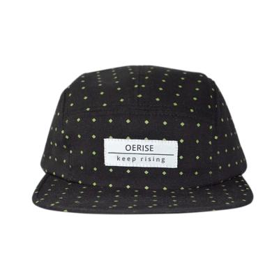 China JOINT Custom Printing 5 Panel / Five Panel Hat Camp Hat With Woven Label And Nylon Strap for sale