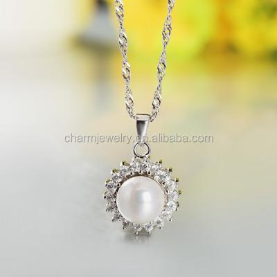 China 2016 Women Necklace Lastest Fashion Noble Pearl 925 Silver Necklace Design For Western Women SCR017 for sale