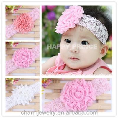 China Handmade fashion lace flower baby headband for girls +wide elastic hair bands+children's jewelry hair accessories for children BTS019 for sale