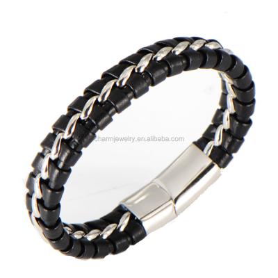 China Vintage leather bracelet with magneticsteel clasp men's bracelet wholesale ZPSL006 for sale