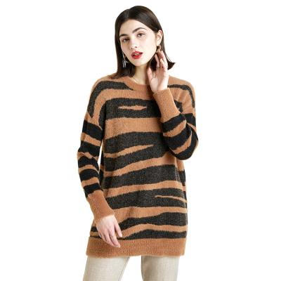 China Anti-wrinkle OEM Knit Jacquard Pattern Tiger Casual Pullover Sweater Sweater for sale