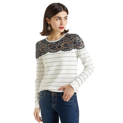 China Anti-wrinkle Women's Long Sleeve Knitted Sweater Ladies Pullover Sweater for sale