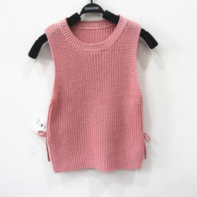 China Breathable Pure Color Fashion Girls Baby Knitted Sweater Vest for sale