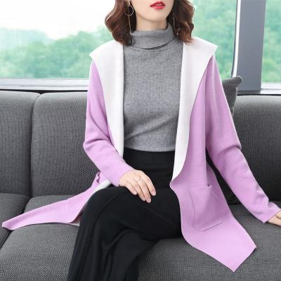 China 2020 Anti-wrinkle ladies winter coat fashionable double faced long jacquard cardigan for women for sale