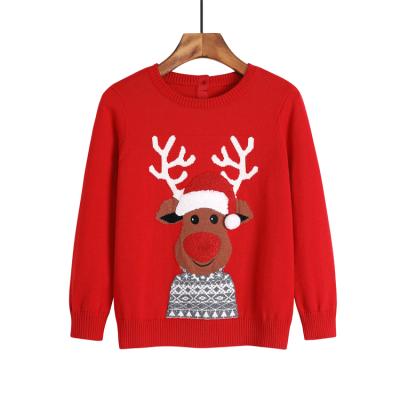 China Anti-wrinkle kids christmas long sleeve cartoon oatterns jacquard knitted sweater for kids for sale