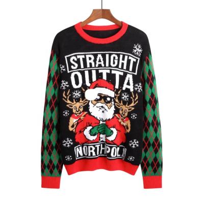 China new Amazon Autumn Winter Christmas Sweater Funny Ugliest Santa Claus Printing Anti-wrinkle design Pullover Knitwears Man for sale