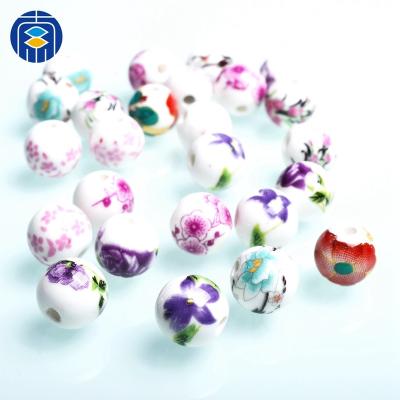 China Wholesale China Beads 20Pcs Yiwu Porcelain Beads Wholesale 10mm Fancy Round Ceramic Beads For Jewelry Making for sale