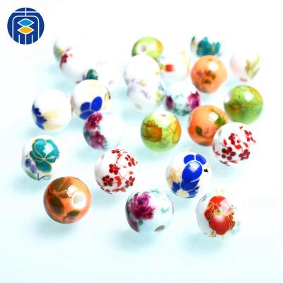 China Wholesale Porcelain Beads Vintage 20Pcs Chinese Ceramic Beads 10mm Diy Spacer Beads For Jewelry Making Round Ceramic Bead for sale