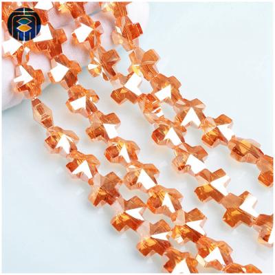 China Pujiang Factory Colorful Crystal Cross Beads Wholesale Faceted Crystal Cross Beads for sale