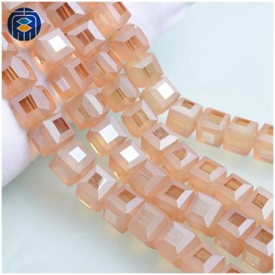 China Wholesale Square Shape Crystal Cube Beads Pujiang Factory Wholesale 2/4/6/8mm Frosted Glass Cube Beads for sale