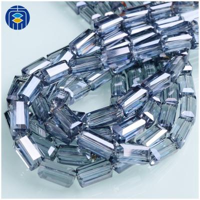 China Crystal Long Cube Stick Beads faceted Crystal Glass Rectangle Square Tube Crystal Long Cube Stick Beads for sale