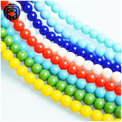 China Loose Round Glass Beads Shape 4mm/6mm/8mm/10mm Pinkycolor Loose Round Glass Beads for sale