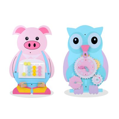 China New 2020 Earliest Hottest Educational Toys Wooden DIY Owl Train Baby Activity Board Wall Game Wooden Toys for sale