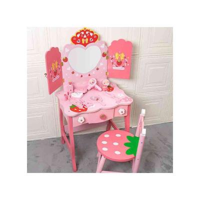 China Eductional Toys Wholesale New High Quality Children's Fashion Girl Dressing Toy Kids Love Two-Door Dressing Table With Stools for sale