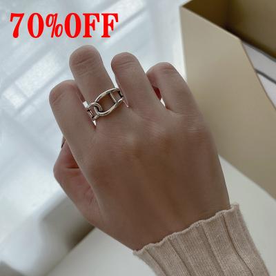 China S925 Sterling Silver Resizable Retro Lettering Avatar Geometric Coin Adjustable Other Person Women Goth Jewelry Rings for sale