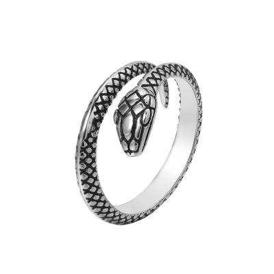 China 2021 Punk Trendy Rings Non Tarnish Adjustable Ring Women's Snake Stainless Steel Ring Jewelry for sale