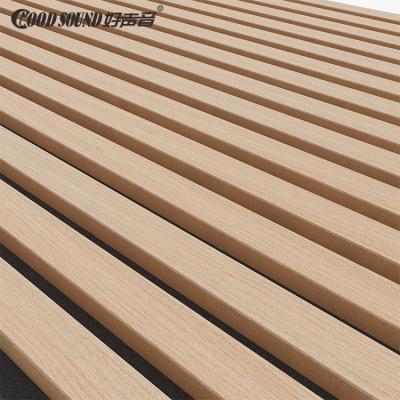 China Modern Soundproof Wood Slats Composition Veneer Decor Ceiling Goodsound Acoustic Wall Panel PET For Ballroom for sale