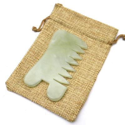 China Xiuyan Jade Gua Sha Scraping Tool Chinese Natural Green Jade Guasha Massage For Guasha Comb Anti Aging Jade for sale