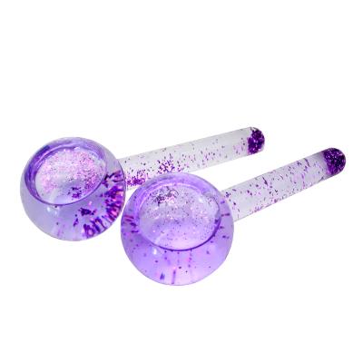 China Wrinkle Remover Purple Glitter Ice Globes Facial Roller Reduce Puffiness And Peep Roller Massage Ball Factory Sale Magic Cooling Face Ice Globe for sale