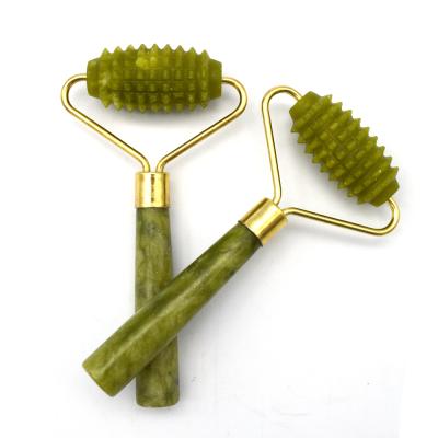 China Natural Natural Mini Green Jade Facial Roller Derma Massage Rollers Jade Roller Single Head Jade Derma Roller for Spa for sale