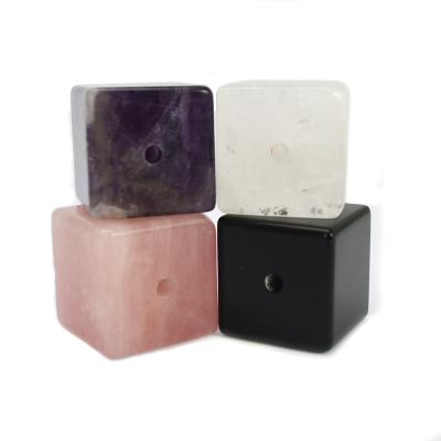 China Personal Health Care Natural Gemstone Cube Form Crsytal Incense Holders Rose Quartz Incense Holder Amethyst Incense Stick Holder For Healing Energy for sale