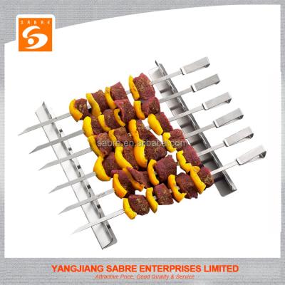 China High Quality Easily Cleaned Saber Stainless Steel 6pcs Skewer Holder Set for sale